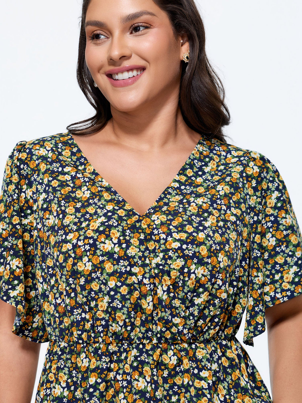 Floral Print Cinched-Waist Blouse