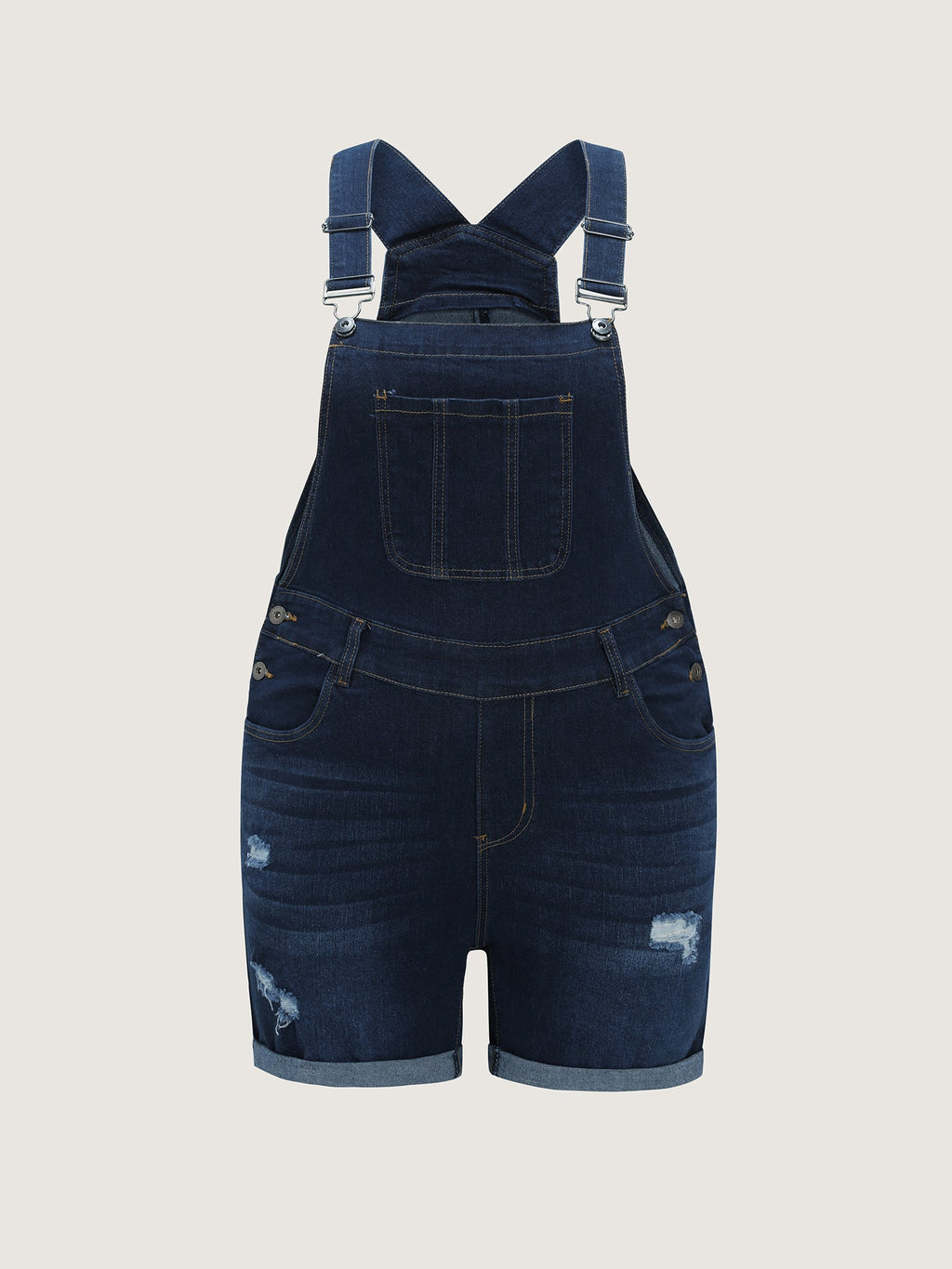 Stretchy Pockets Skinny-Fit Denim Overall Romper