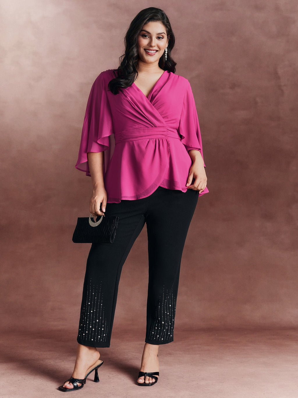 Chiffon Shawl Layered Sheer Blouse