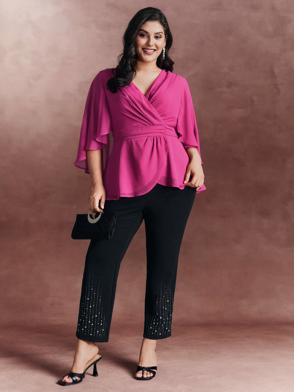 Chiffon Shawl Layered Sheer Blouse