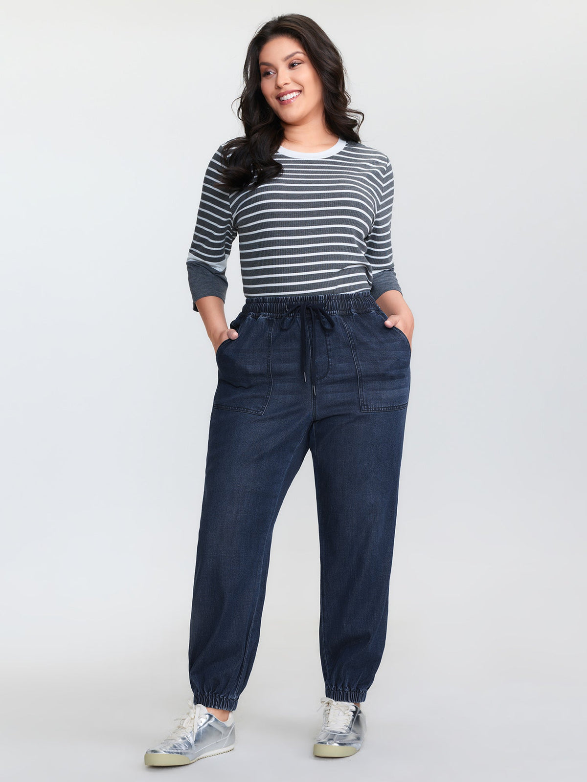 Supersoft Drawstring Waist Cuffed Jeans