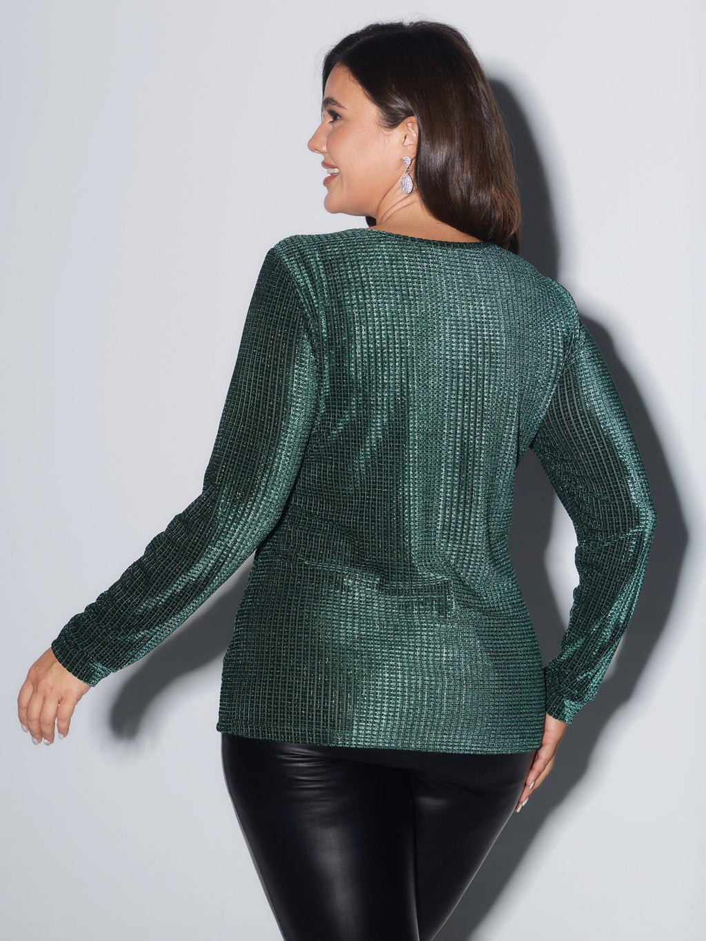 Velvet Knit Jacquard V-Neck Top