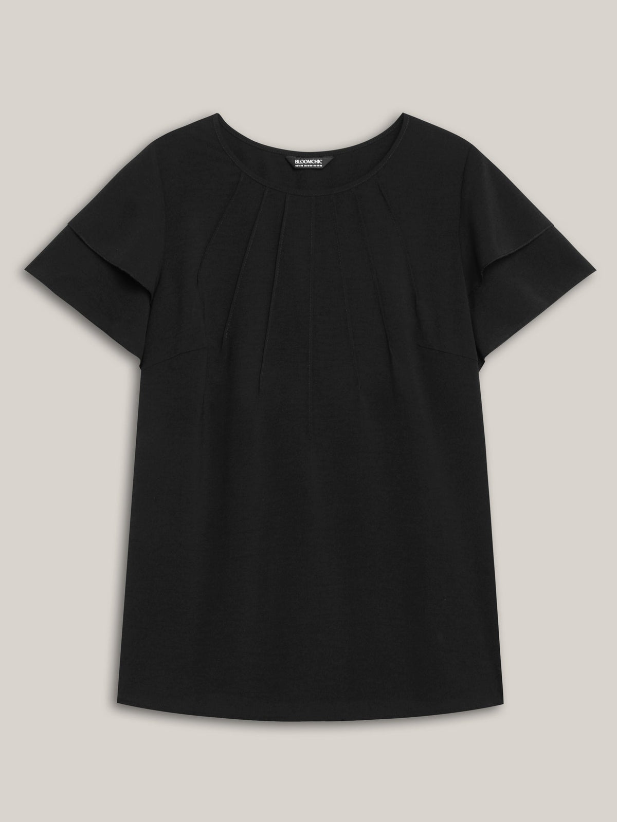 Toothpick Pleat Layered Flutter Sleeve Blouse