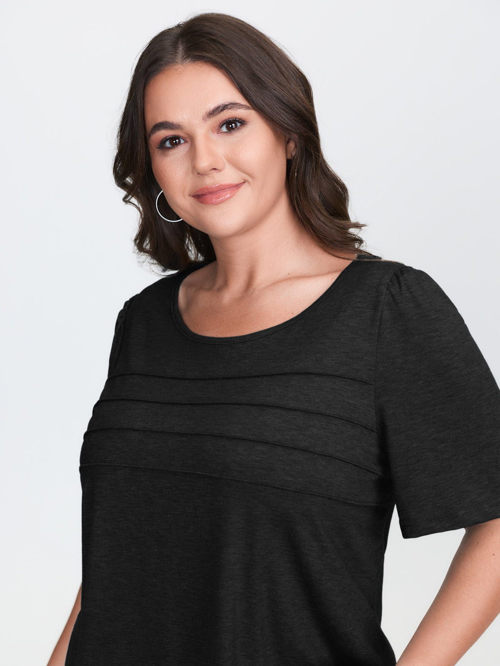 Seamed Round Neck Fitted T-Shirt