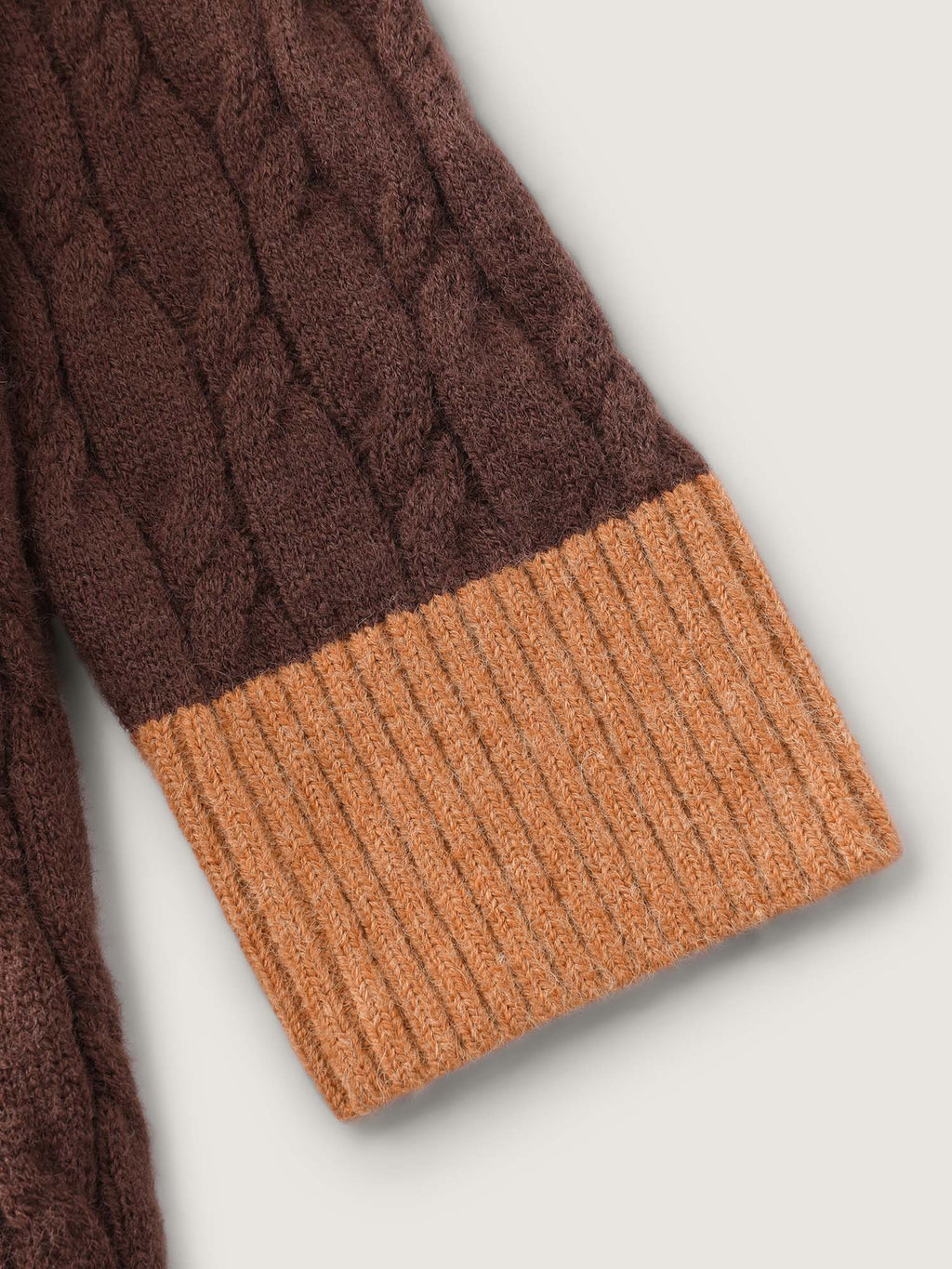 Braided Color Contrast Button Knit Cardigan
