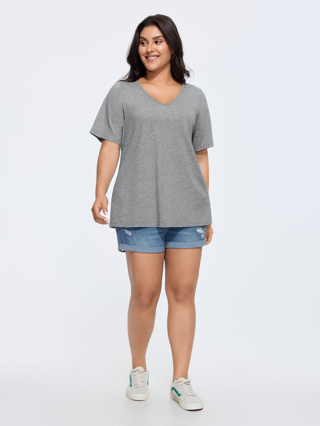 Cotton V Neck Plain Basic T-shirt