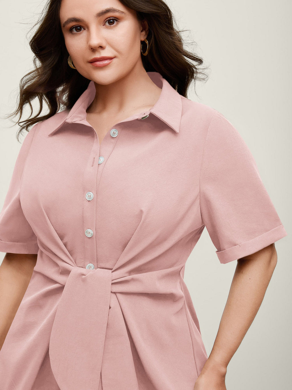 Knotted Front Asymmetrical Hem Blouse