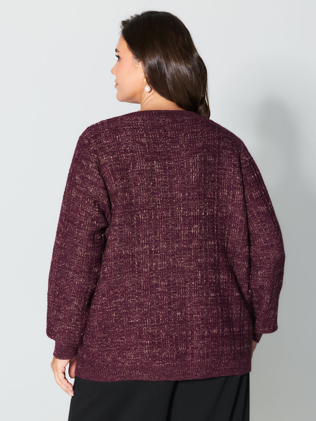 Textured Metallic Thread Button Knit Cardigan
