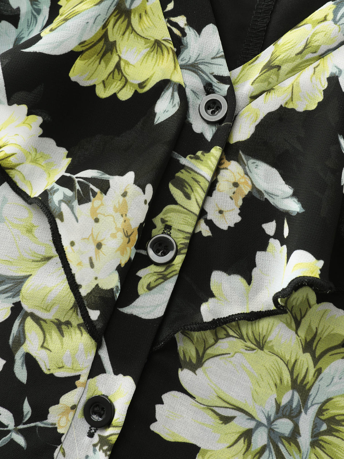 Floral Print Ruffled Edges Blouse