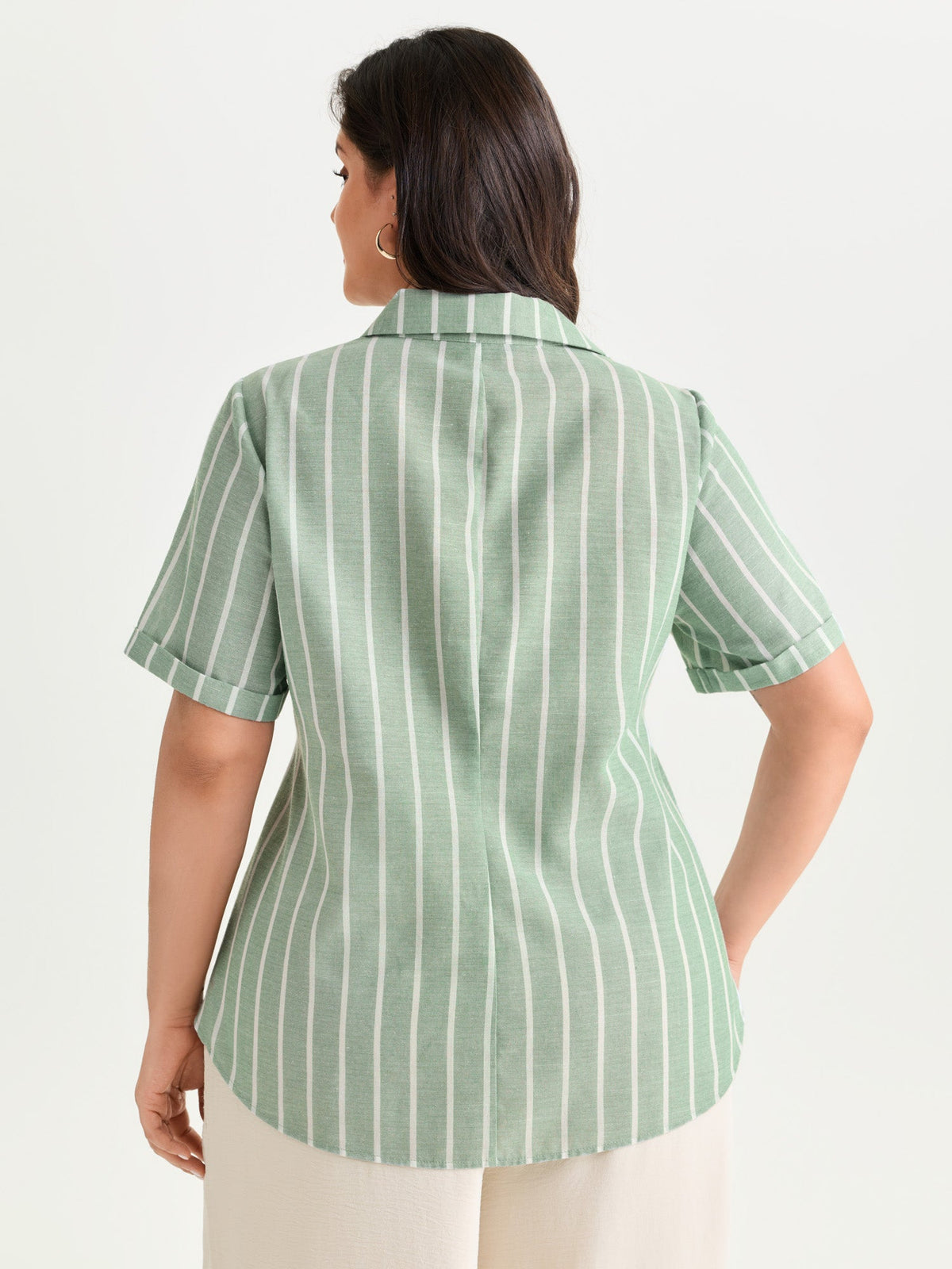 Striped Knotted Front Asymmetrical Hem Blouse