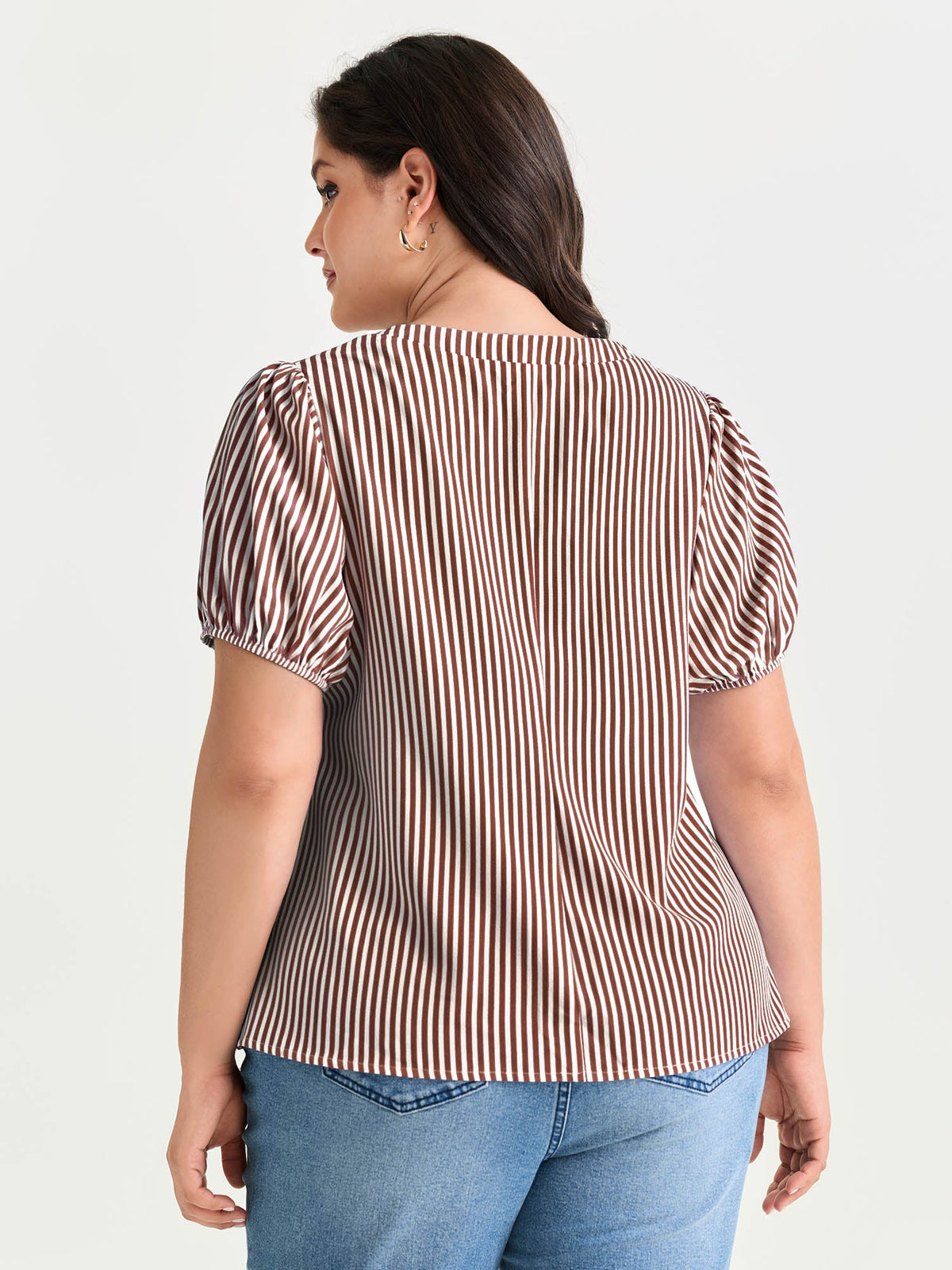 Striped Print Tie-Front Blouse