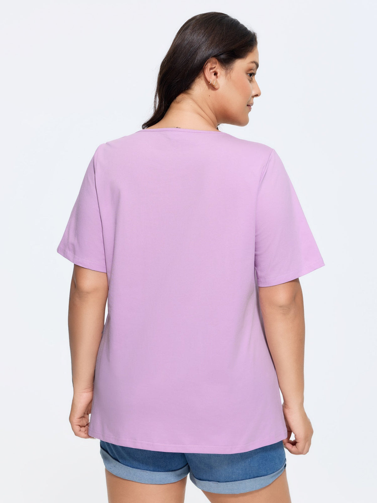 Cotton V Neck Plain Basic T-shirt