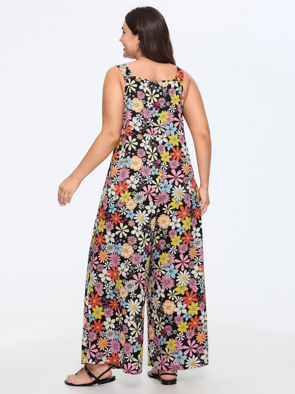Daisy Floral Print Adjustable Strap Jumpsuit