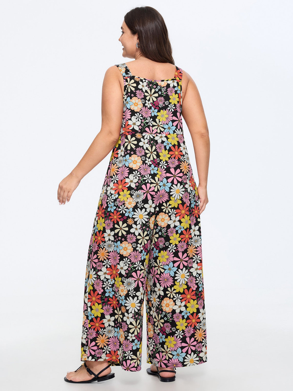 Daisy Floral Print Adjustable Strap Jumpsuit
