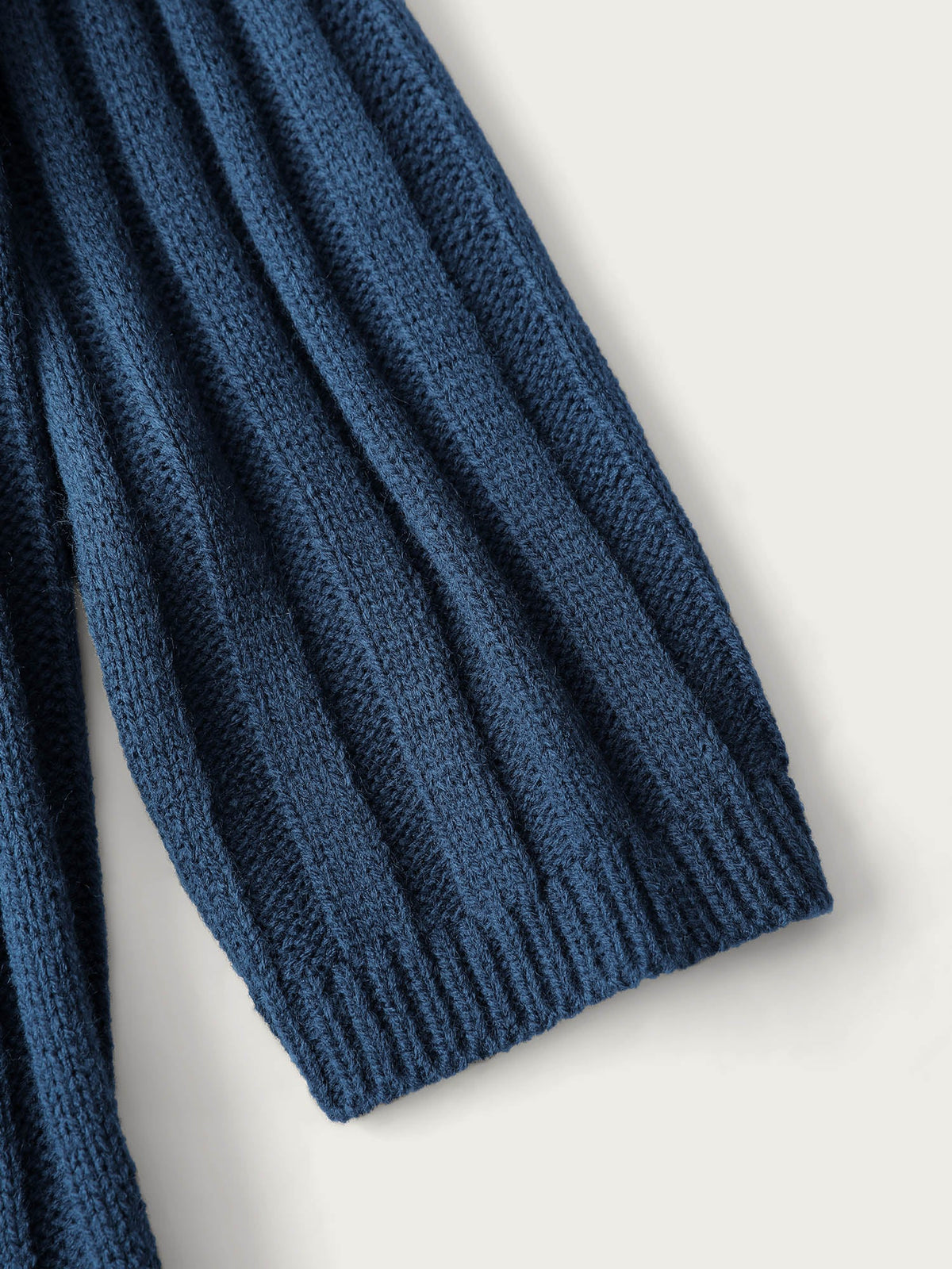 Folded Collar Ribbed Curvy Knit Cardigan