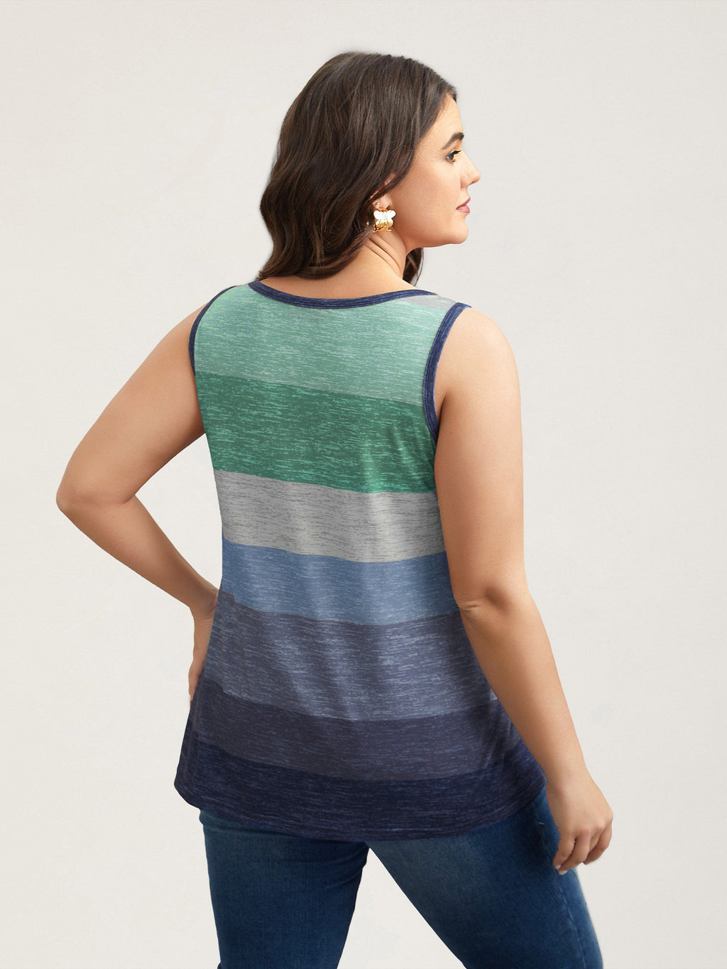 Multi-Color Stripes Off-Sleeves Vest