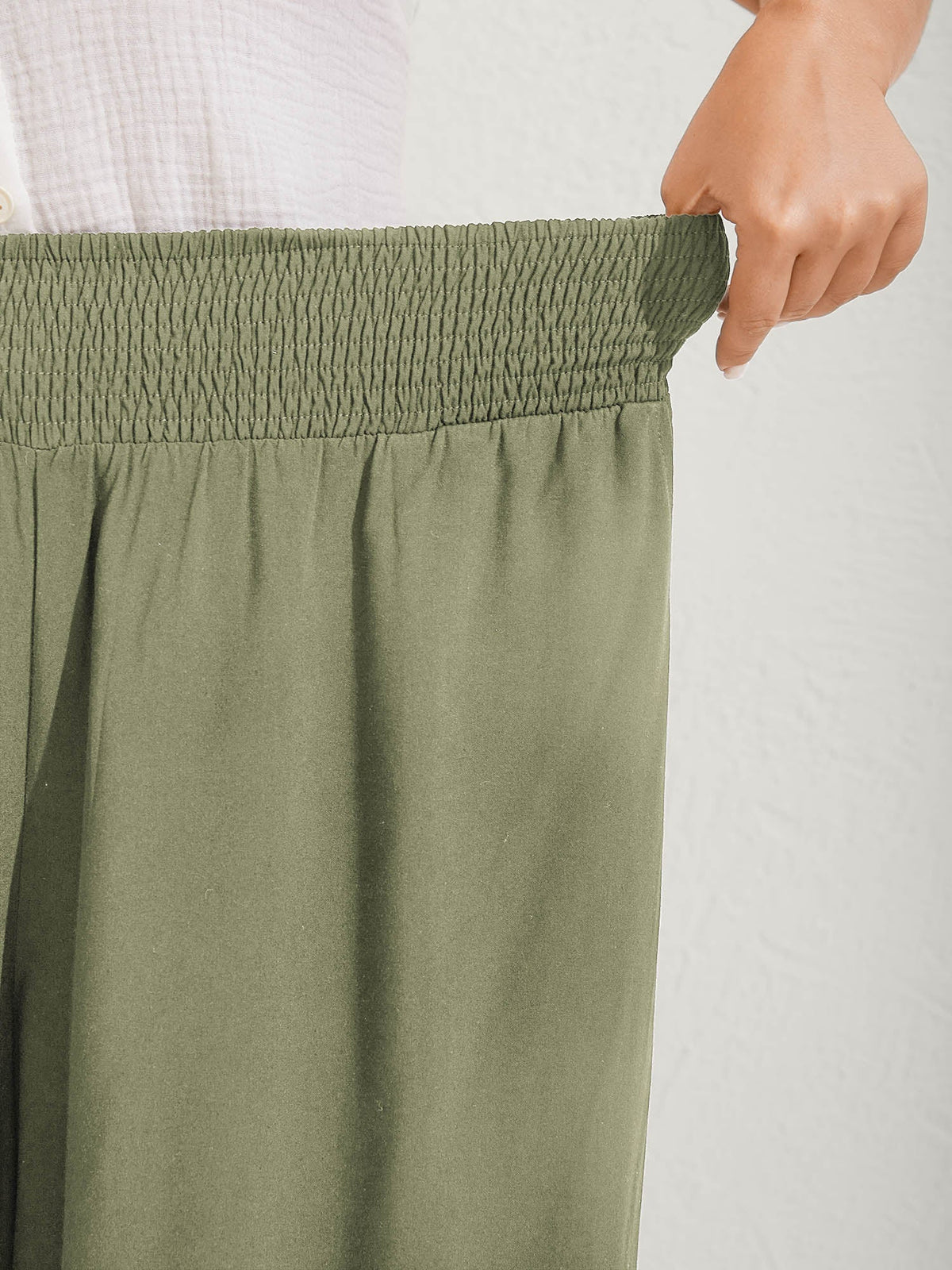 Ruffled Curvy Hem Wide-Leg Pants
