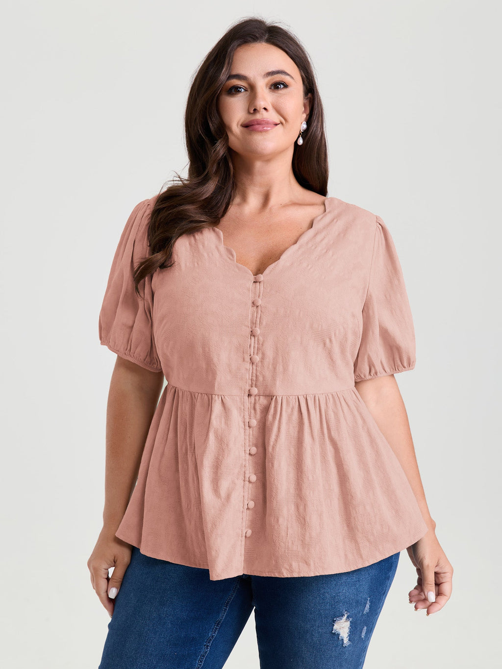 Textured Fit And Flare Plain Blouse
