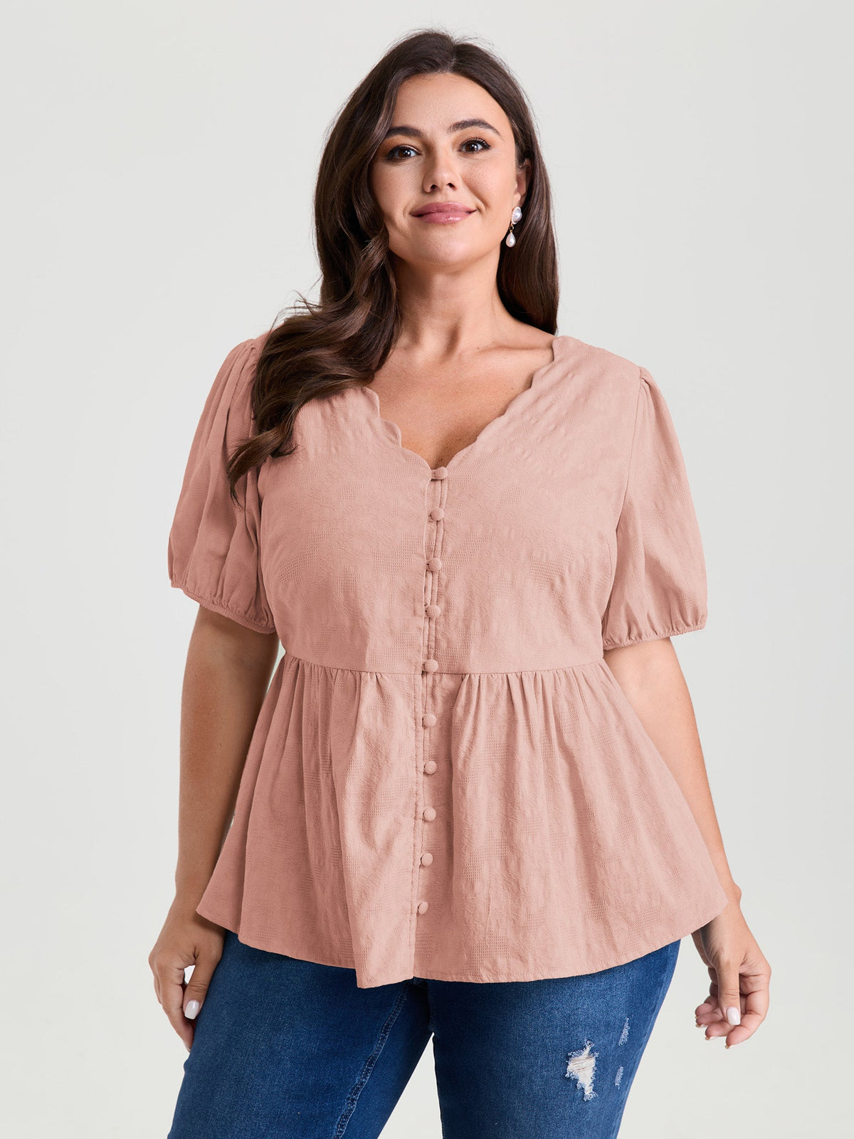 Textured Fit And Flare Plain Blouse
