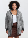 Braided Texture Button Stretchy Pockets Knit Cardigan