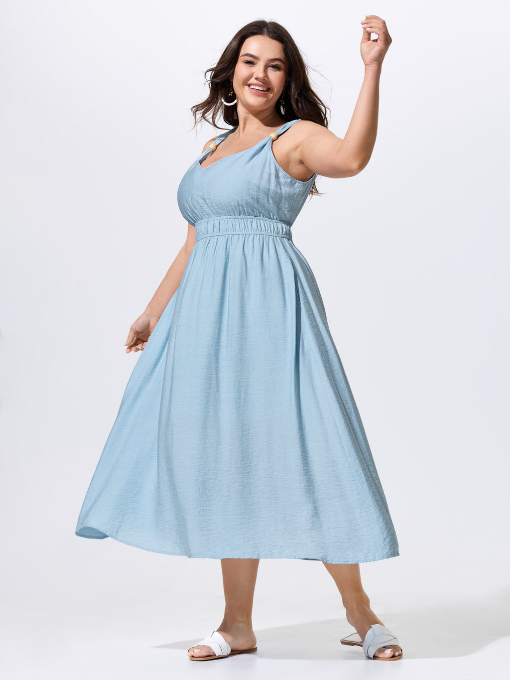 Breathable Waist-Defining Cami Midi Dress