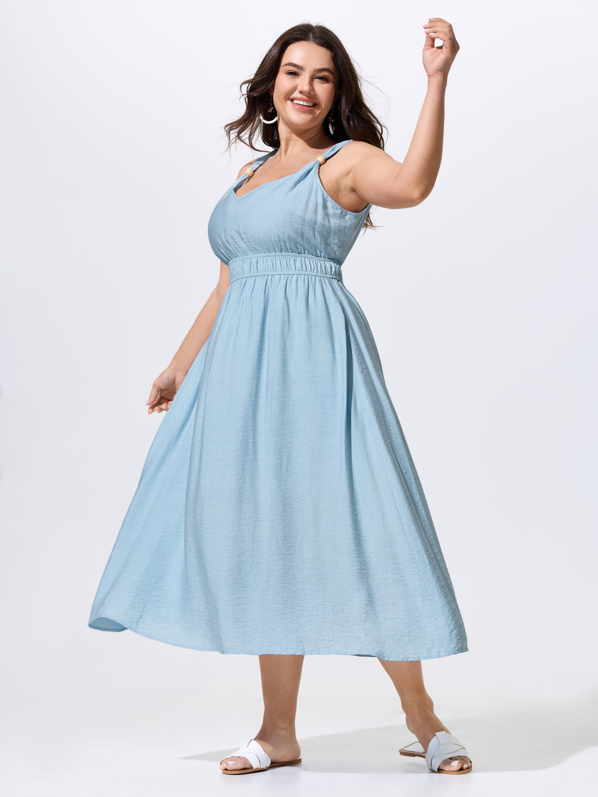 Breathable Waist-Defining Cami Midi Dress