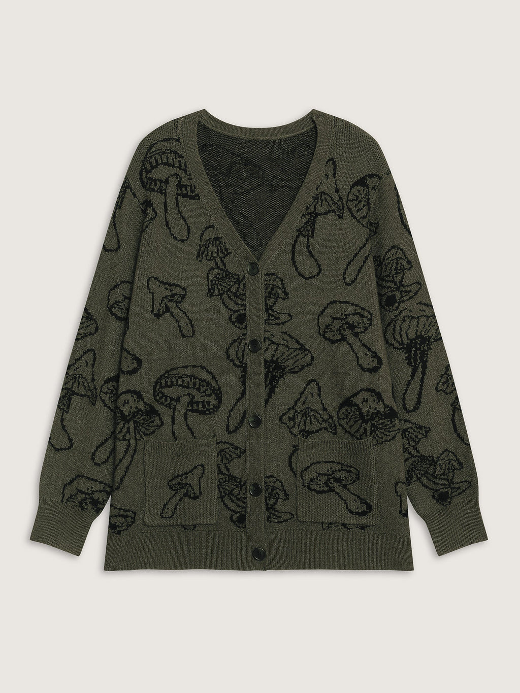 Supersoft Mushroom Print Button-Down Cardigan