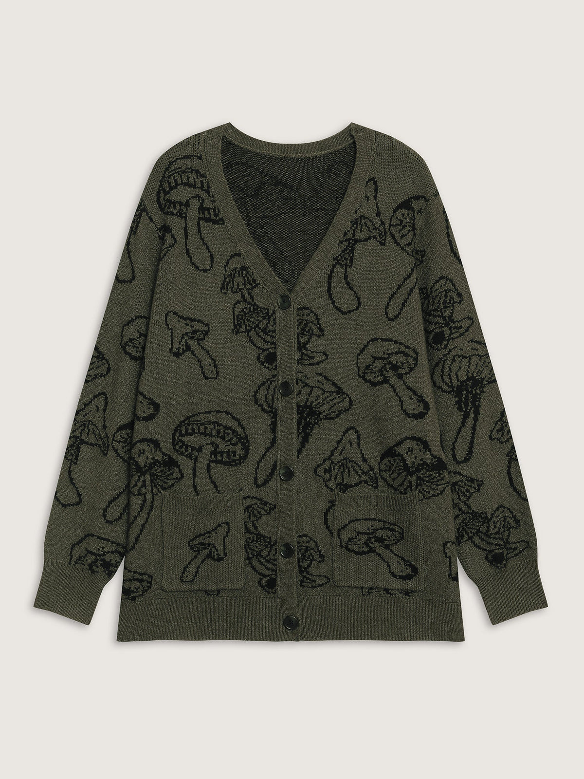 Supersoft Mushroom Print Button-Down Cardigan