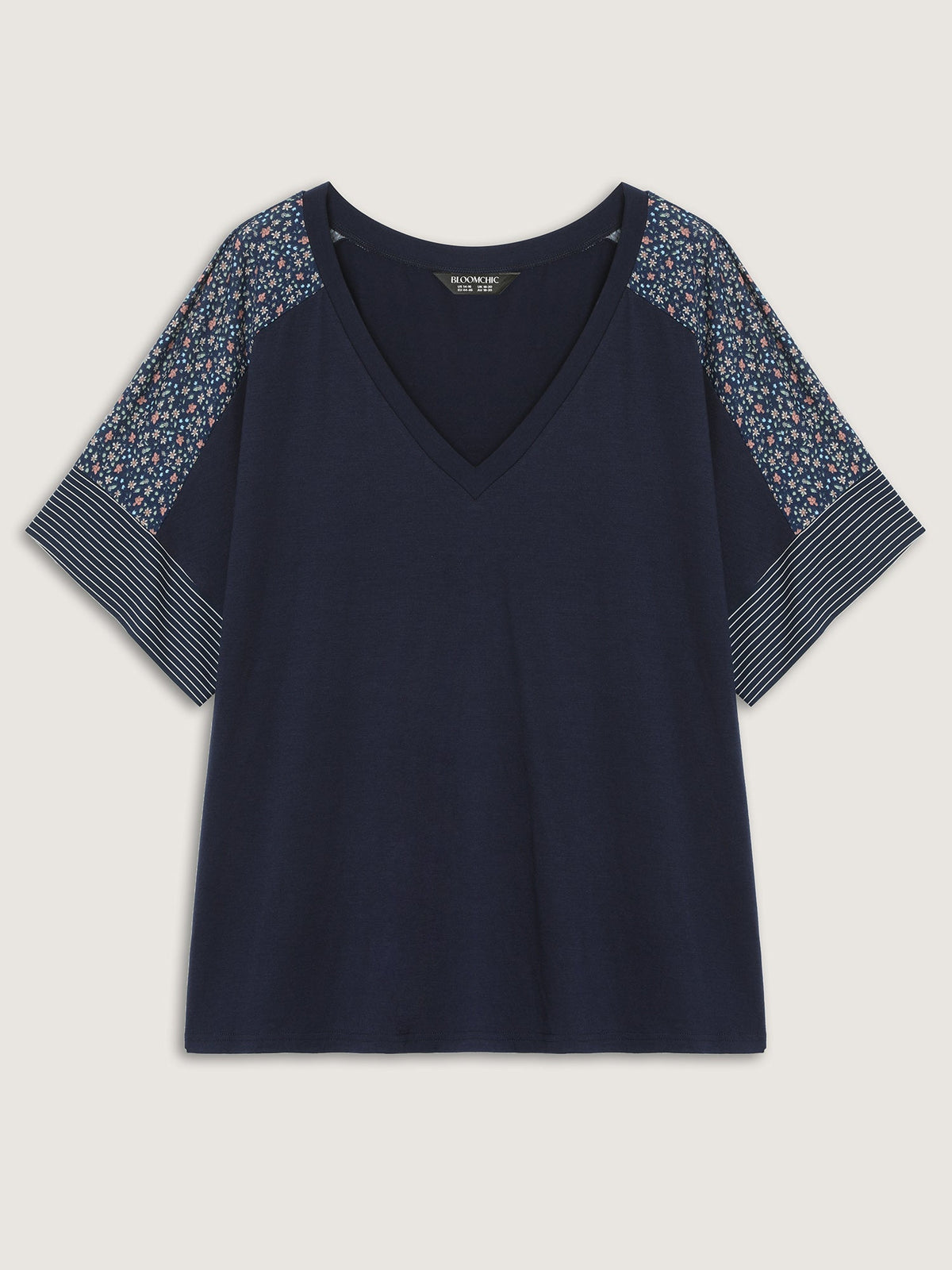 Supersoft Color Contrast Sleeve V-Neck T-Shirt