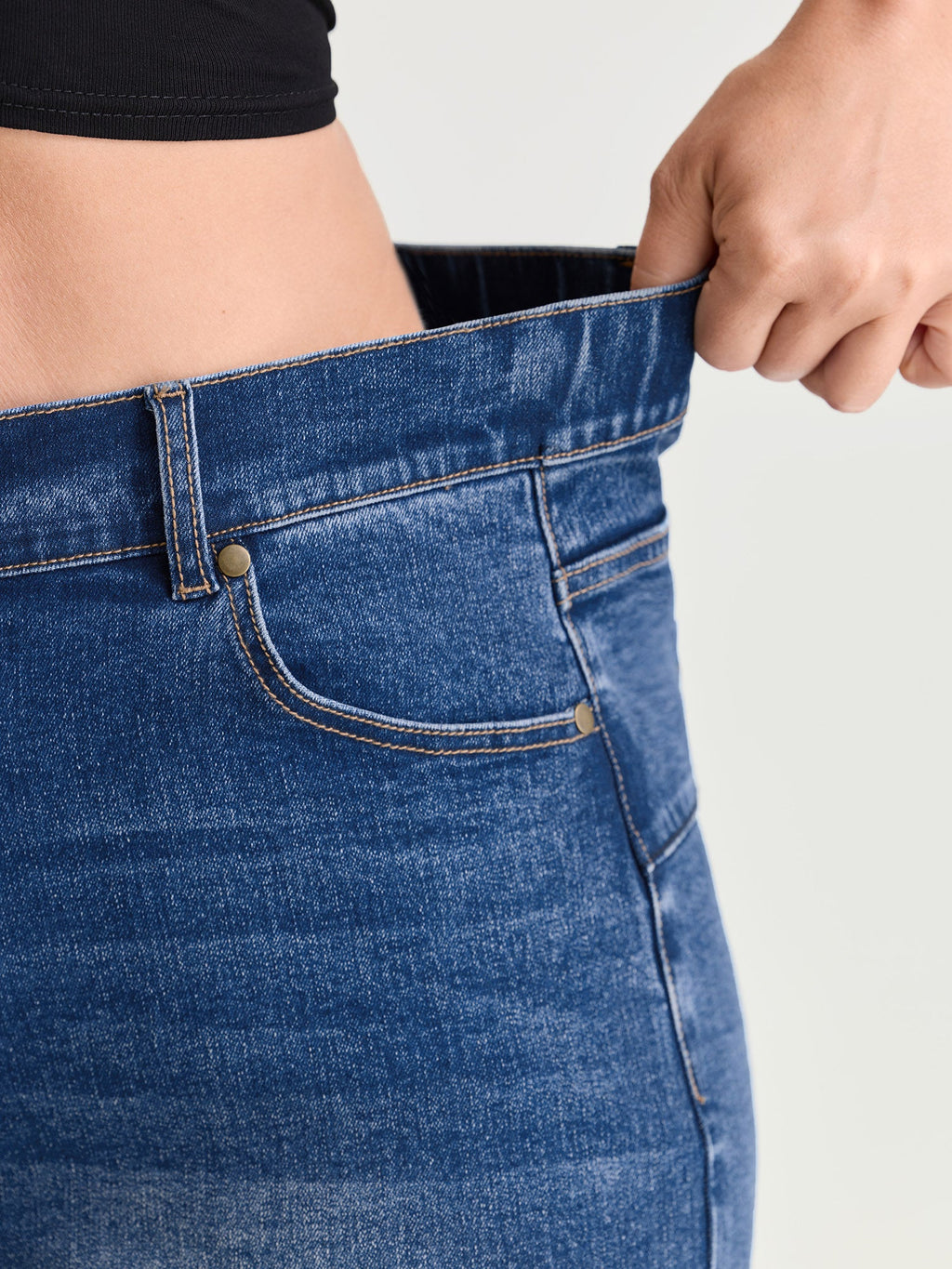 Curve-Friendly Stretchy Straight-Leg Denim Shorts