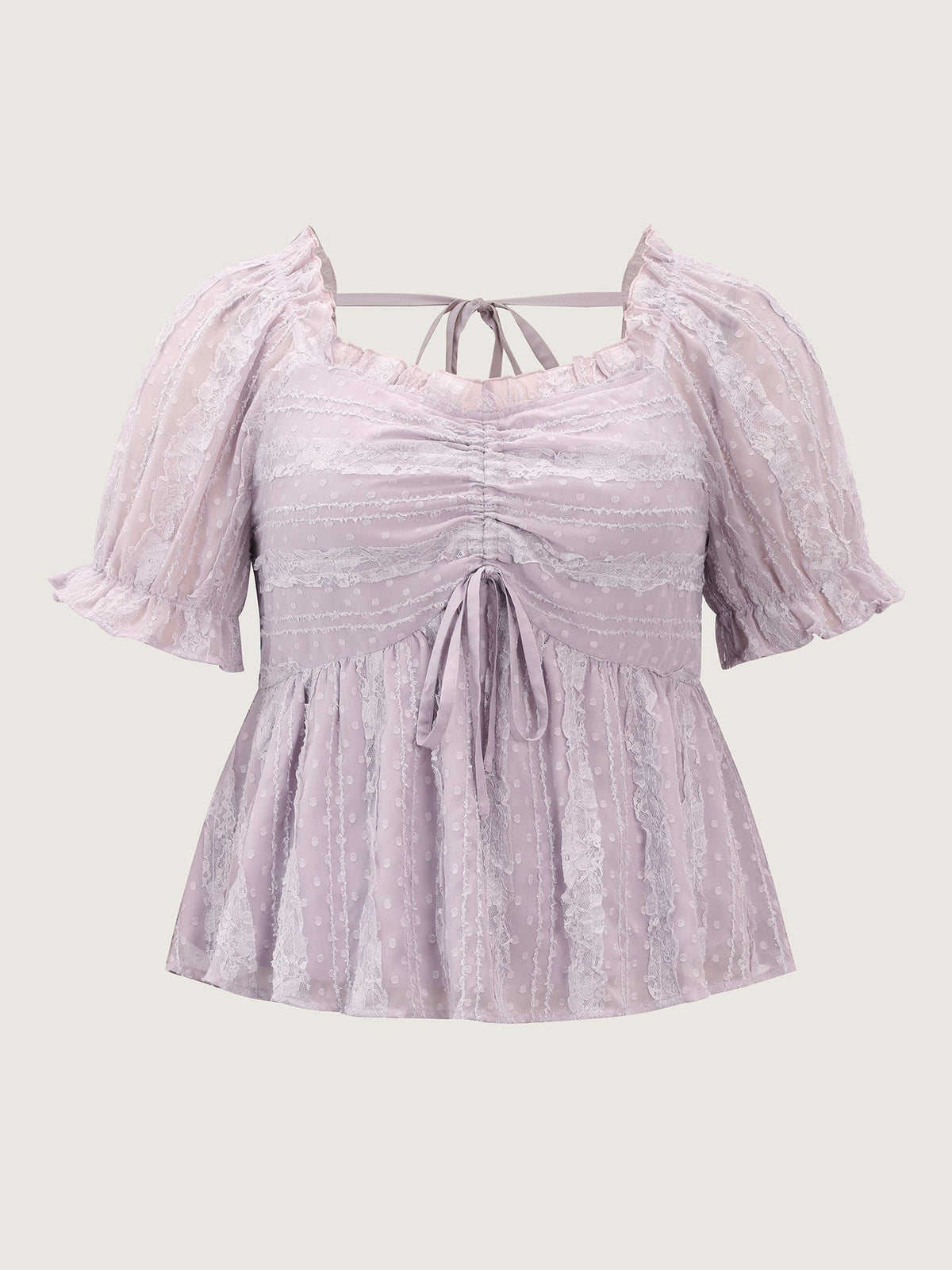 Ruched Adjustable Bodice Backless Tie Blouse