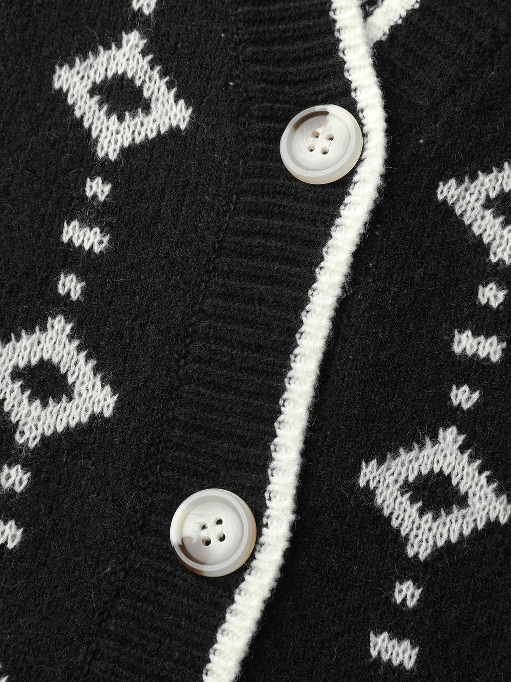 Supersoft Geometric Pattern Pockets Button Knit Cardigan