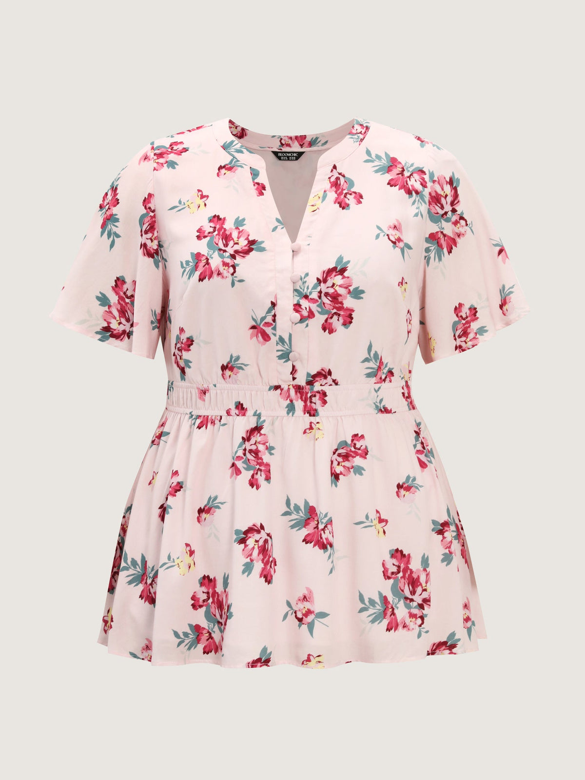 Supersoft Rose Print V-Neck Blouse