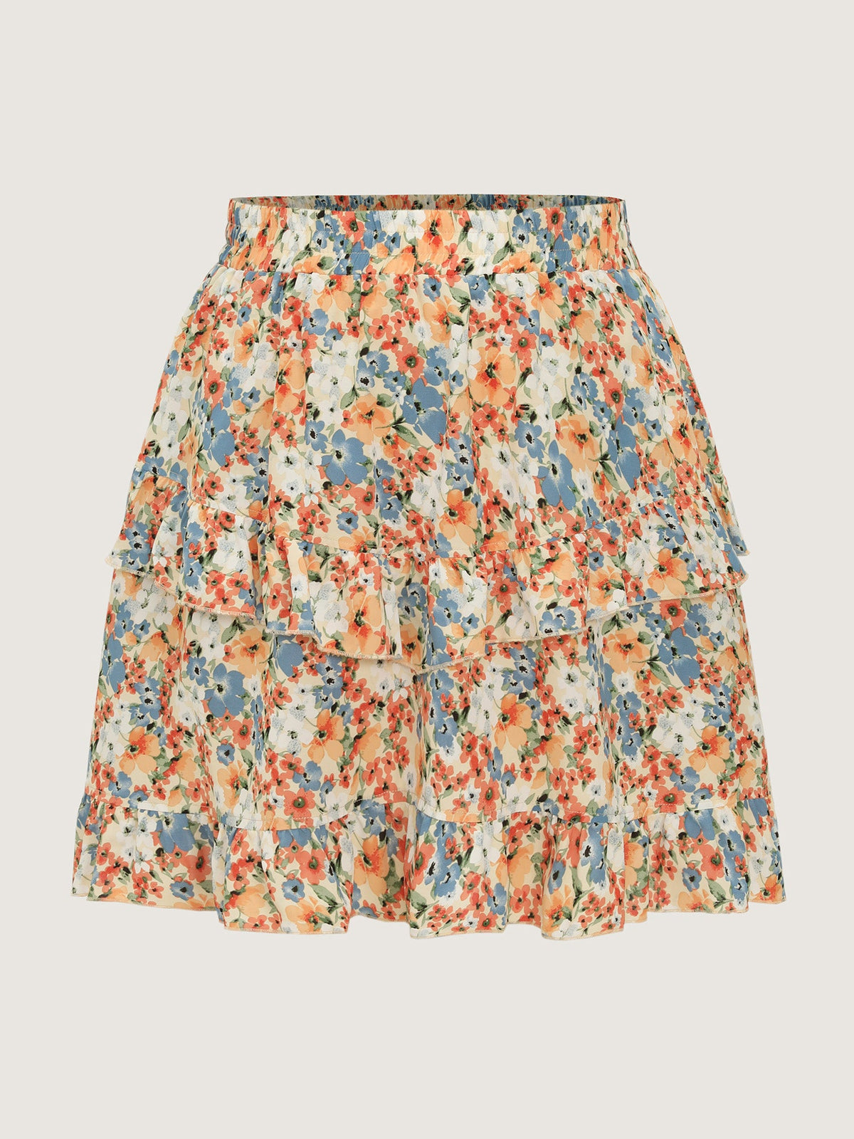 Floral Print Ruffled Edge Mini Skirt