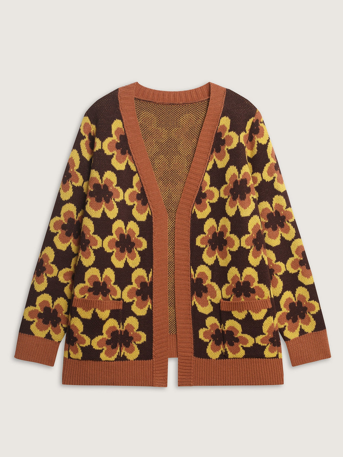Retro Floral Jacquard Knit Cardigan