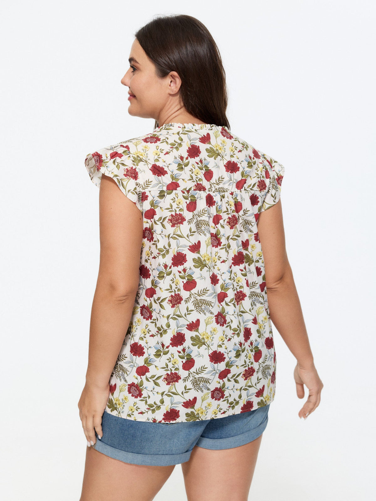 Pure Cotton Floral Print Notched Collar Blouse