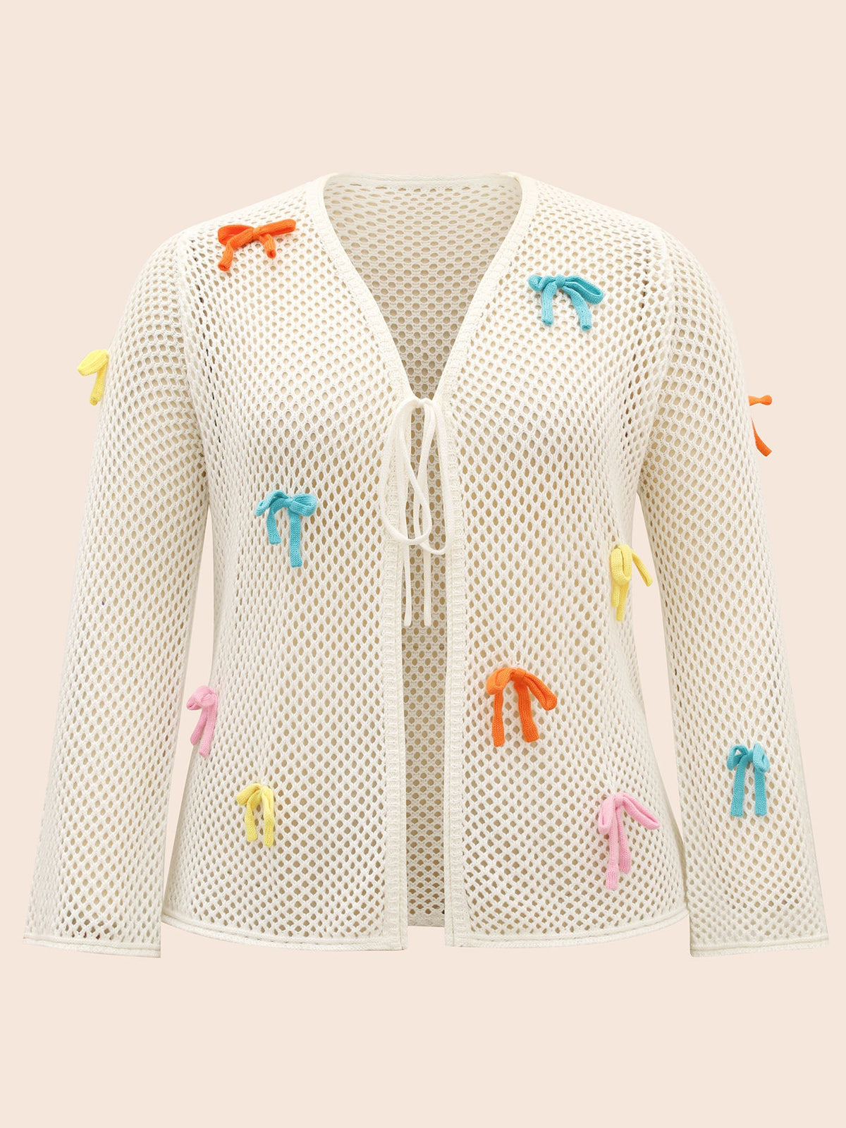 Bowknot Tie Knot Bell Sleeve Cardigan