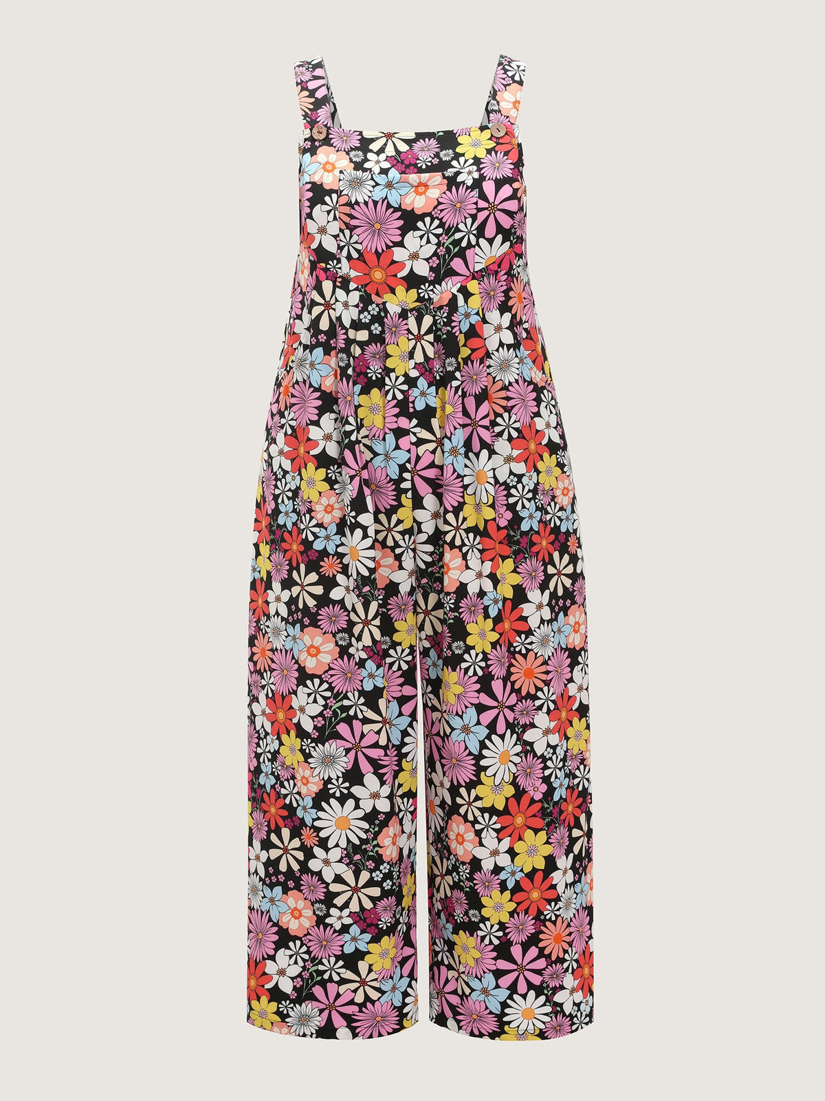 Daisy Floral Print Adjustable Strap Jumpsuit