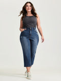 No-Gap Waist Distressed Cropped Jeans