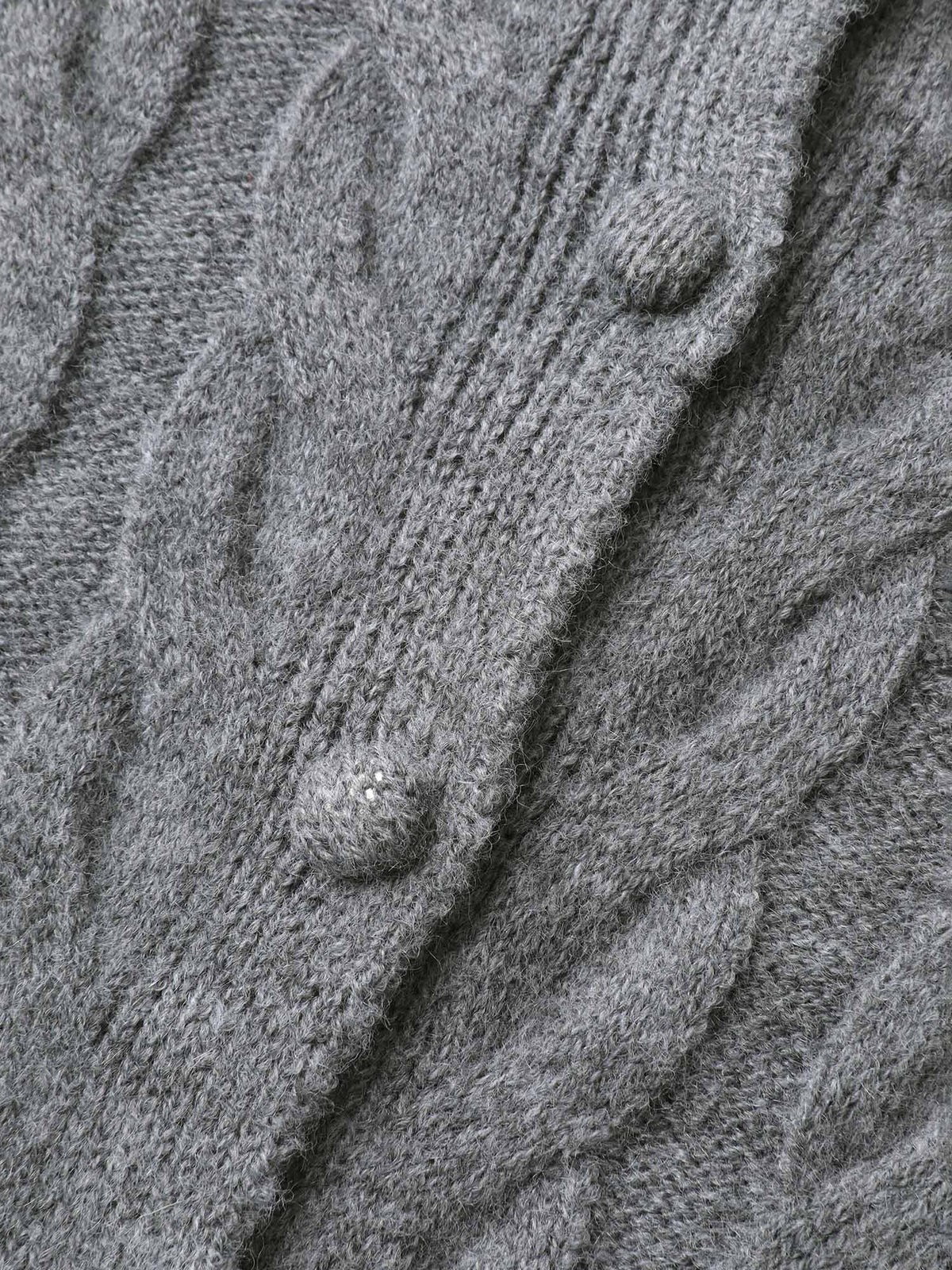 Cable Knit Round Neck Button Knit Cardigan
