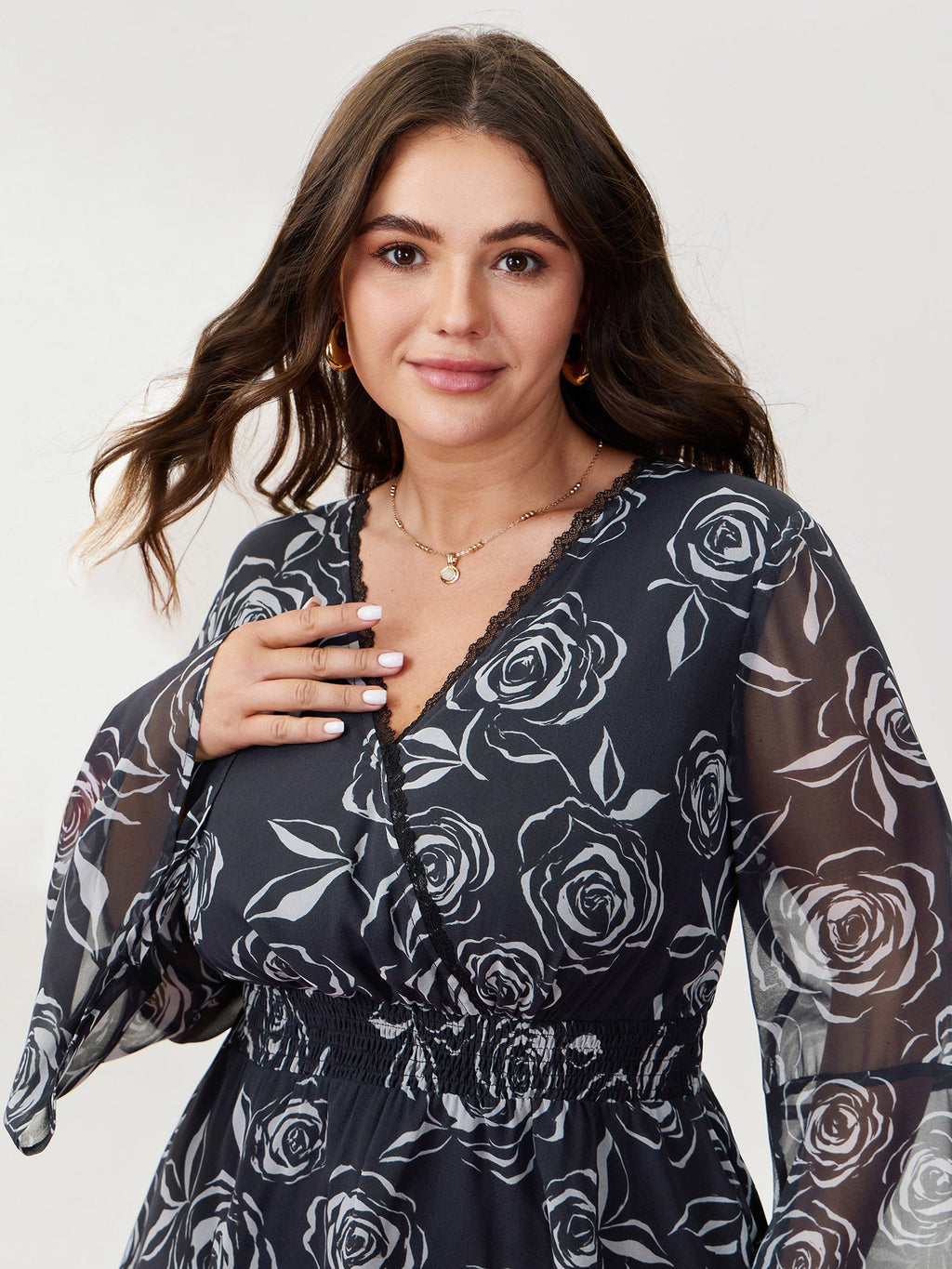 Rosy Romance Cinched Flared Blouse