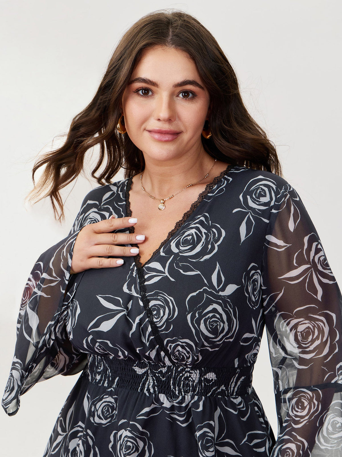 Rosy Romance Cinched Flared Blouse