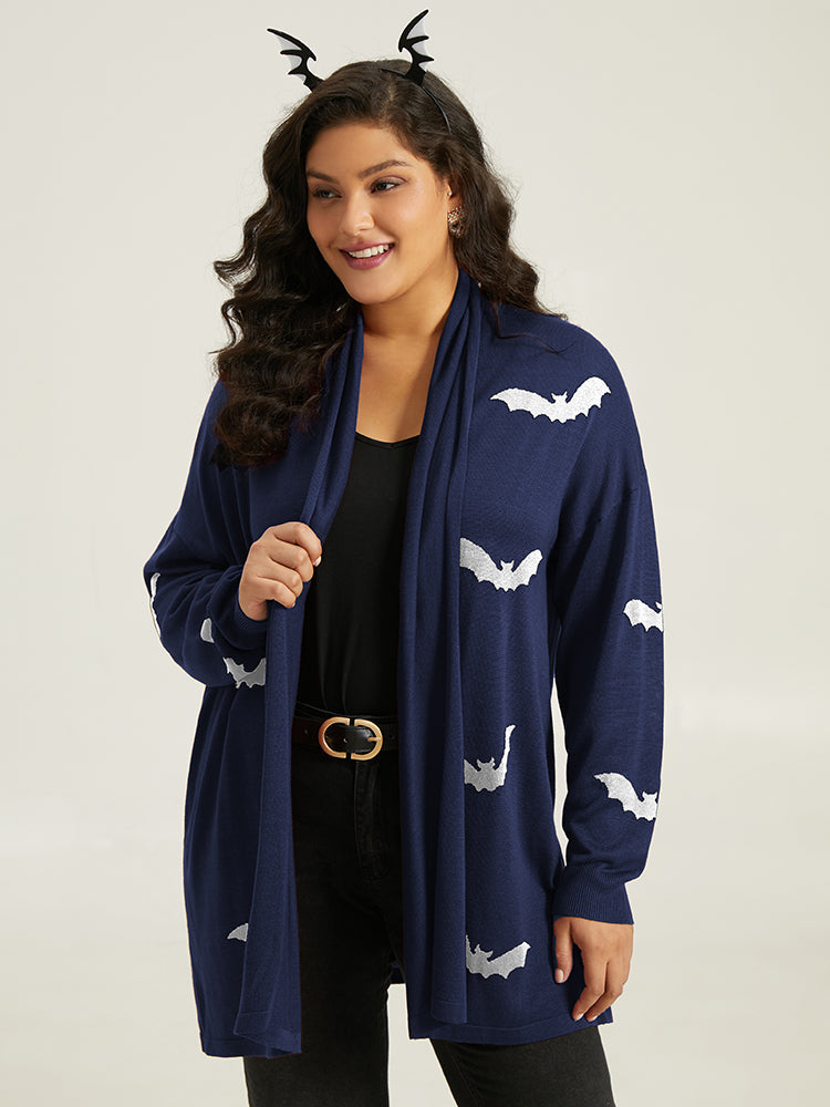 Supersoft Essentials Halloween Bat Pattern Lapel Collar Cardigan