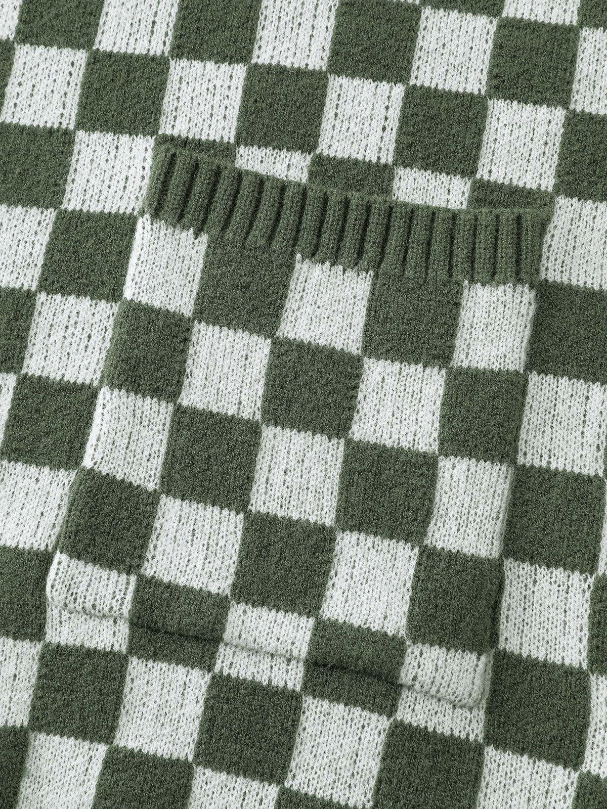 Supersoft Stripe Checkered Pockets Knit Cardigan