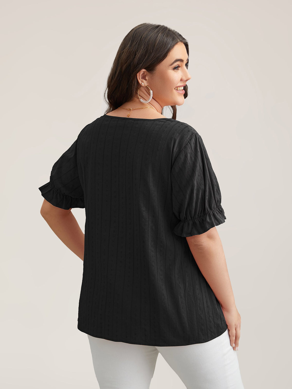 Cotton Square Neck Ruffled Sleeve Blouse
