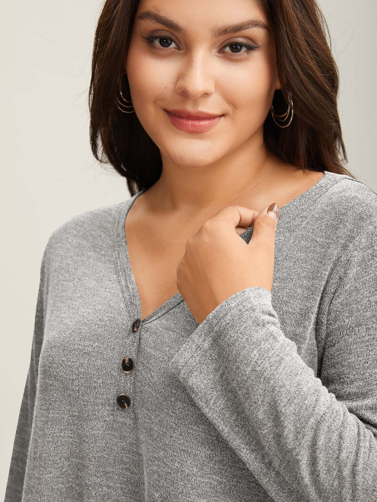 Heather Button Up Long Sleeve T-shirt