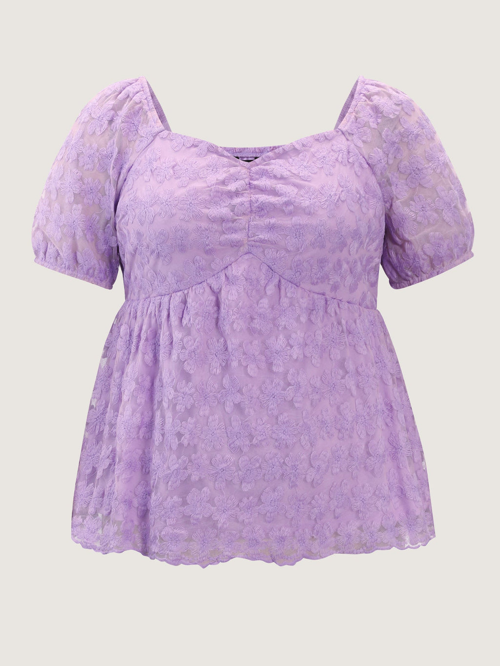 Cotton Embroidered Sweetheart Neckline Flared Blouse