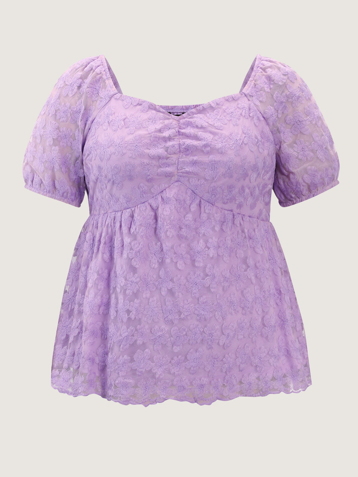 Cotton Embroidered Sweetheart Neckline Flared Blouse