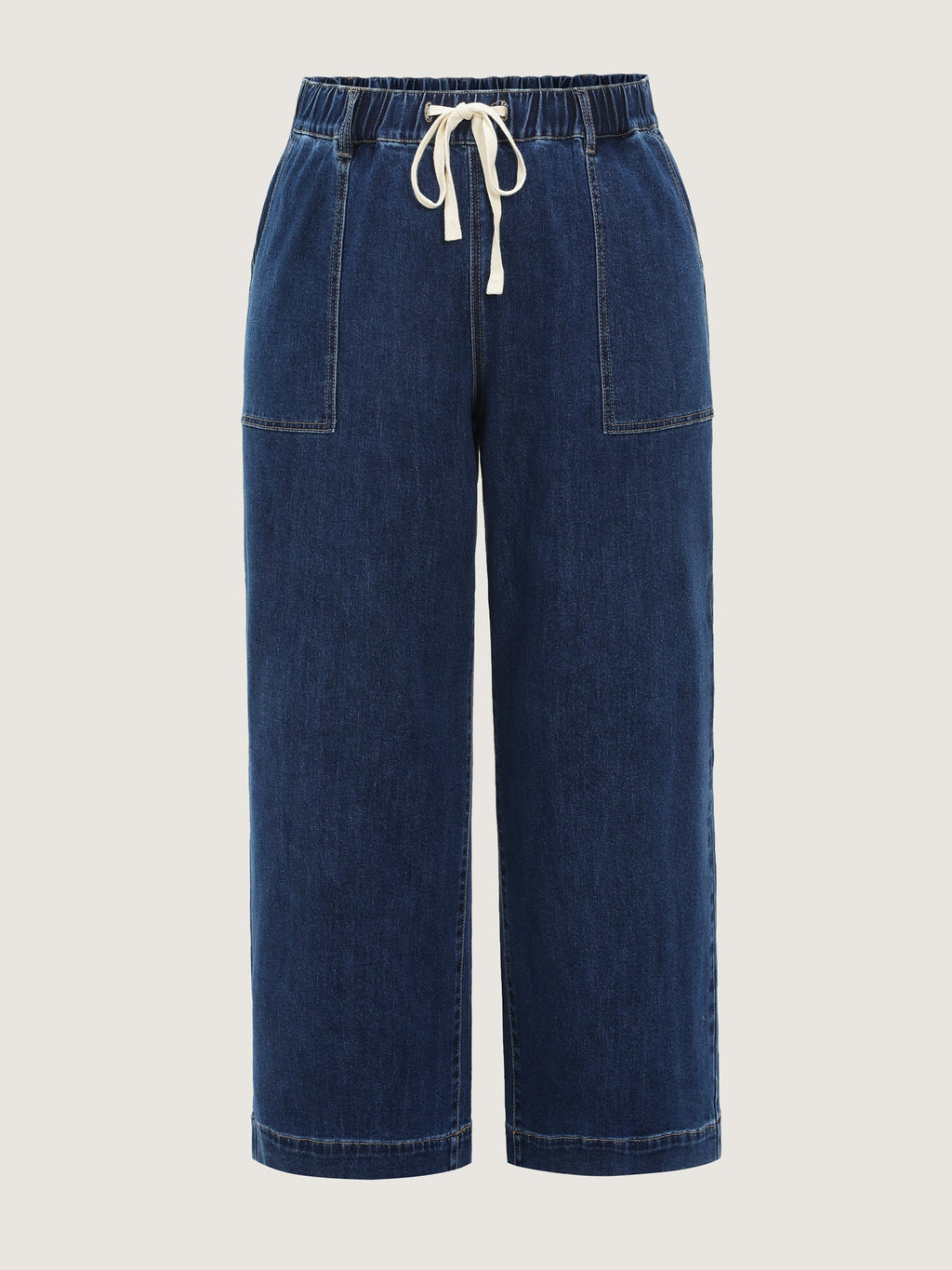 Stretchy Pull-On Wide-Leg Jeans