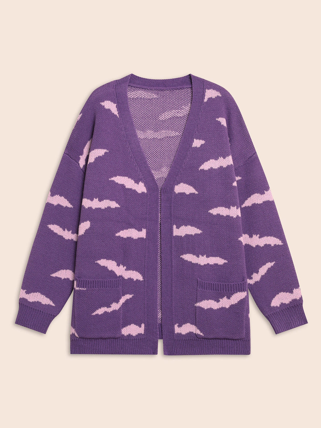 Haunted Bats Printed Jacquard Cardigan - For Halloween